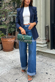 Weekend Plans High Rise Pocketed Straight Wide Leg Jeans