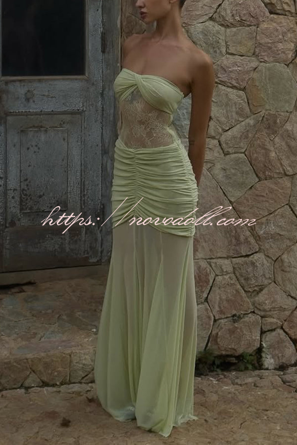 Fashion Lace Splicing Sexy Sleeveless Off-shoulder Slim Maxi Dress