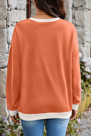 Fashionable Contrasting Color Loose Long-sleeved Casual Sweatshirt