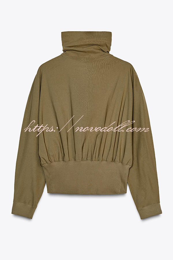 Fashionable High-neck Long-sleeved Zippered Simple Jacket