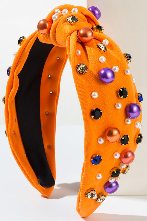 Halloween Fabric Knotted Rhinestone Headband