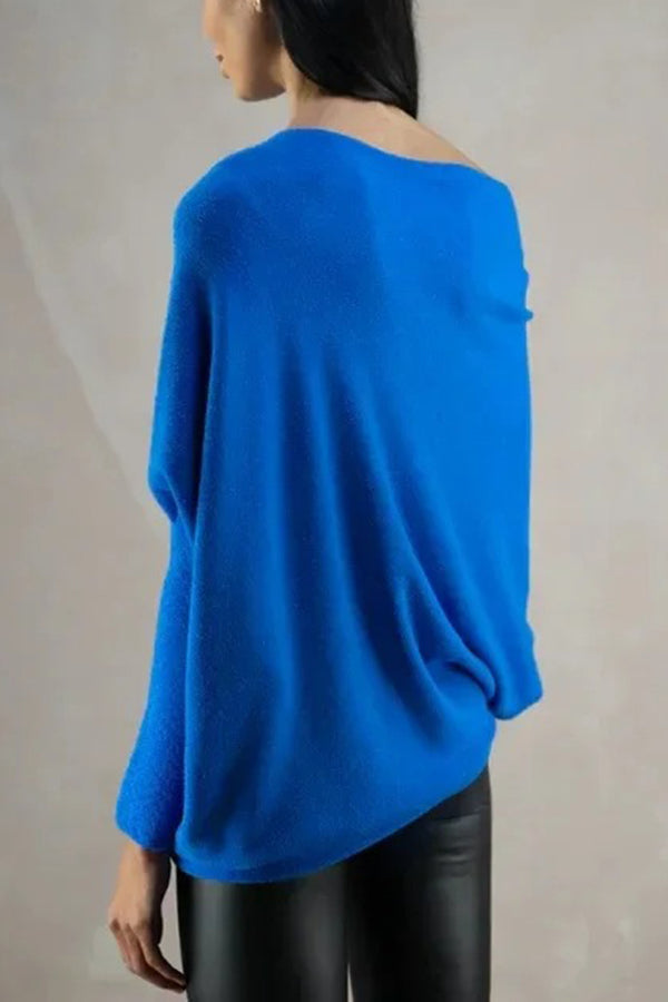 Solid Color Round Neck Long Sleeve Loose Knitted Sweater