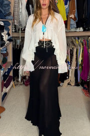 Boho Forever Chiffon High Rise Elastic Waist A-line Maxi Skirt