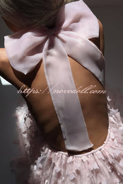 Stylish Backless Bow Elegant Butterfly Loose Mini Dress