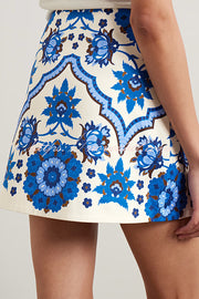 Unique Printed Round Neck Sleeveless Top and Casual Mini Skirt Set