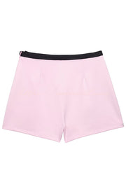 Fashionable Contrasting Bow-decorated Slit Shorts