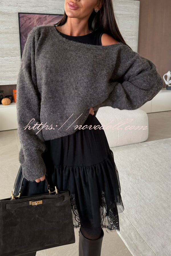 Upper East Chic Knit Wide Neck Long Sleeve Relaxed Sweater