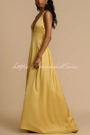 Golden Hour Plung V-neck Resin Beads Detail Backless Maxi Dress