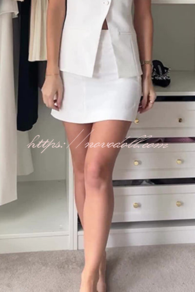 Solid Color High Waist Slim Fit Mini Skirt