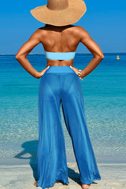 Solid Color Loose Metal Buckle Beach Pants