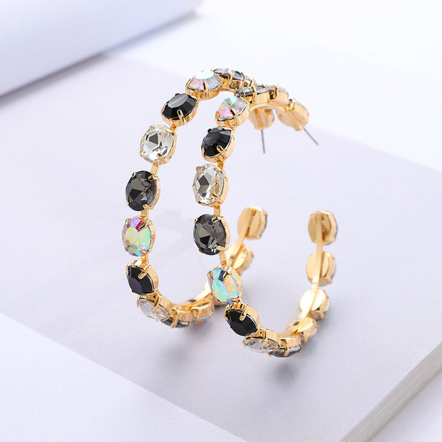 Oval Multicolored Diamond Earrings