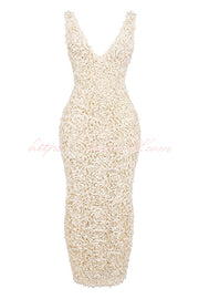 Champagne Party Rose Floral Applique Slit Pencil Maxi Dress