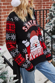 Christmas Print Crew Neck Long Sleeve Sweater