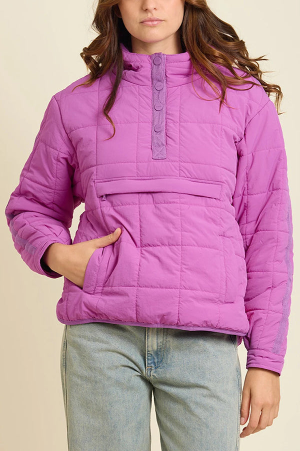 Solid Color Hooded Long-sleeved Loose Pocket Padded Top