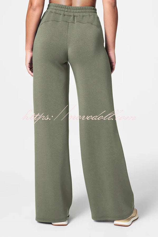 Airy Sleek Half Zip Jacket and High Rise Elastic Waist Wide Leg Sweatpants Set