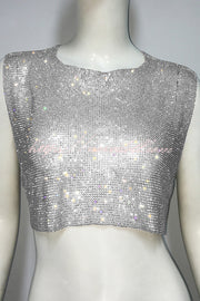 Sexy Metallic Rhinestone Backless Chain Vest
