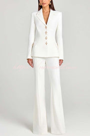 Women Power High Rise Side Zipper Flare Slim Fit Pants
