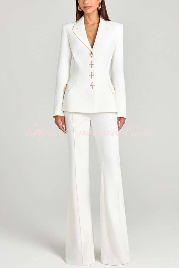 Women Power High Rise Side Zipper Flare Slim Fit Pants