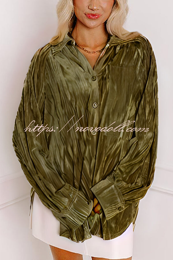 Solid Color Velvet Light-sensitive Drape Loose Shirt