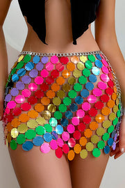 Sexy Sparkling Sequined Hollow Skirt