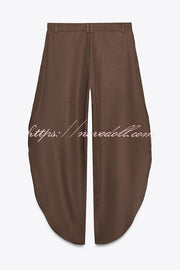 Fashion Slim-fit One-shoulder Stretch Bodysuit and Casual Side-slit Pants Set