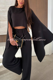 City Atelier Bell Slit Sleeve Top and High Rise Pocket Wide Leg Pants Set