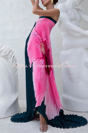 All about Her Pleated Floral Print Off Shoulder A-line Maxi Dress