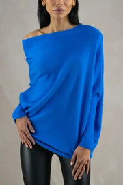 Solid Color Round Neck Long Sleeve Loose Knitted Sweater