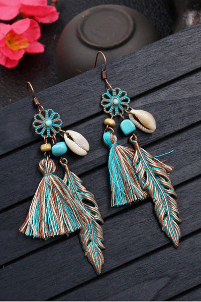 Fashionable Hollow Carved Alloy Tassel Retro Earrings