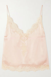 Celebration Look Contrast Color Satin Lace Trim V-Neck Slip Tank