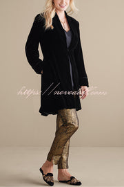 Solid Color Velvet Long-sleeved Loose Mid-length Coat