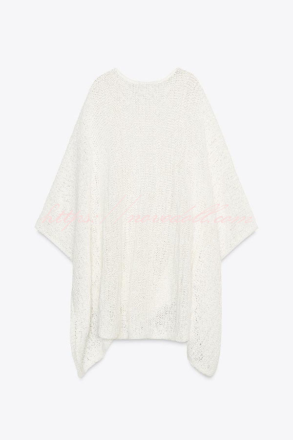 Sunny Somewhere Knit Batwing Sleeve Loose Cover-up Cape