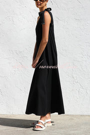 Solid Color One-shoulder Strappy Elegant Sloping Collar Loose Maxi Dress