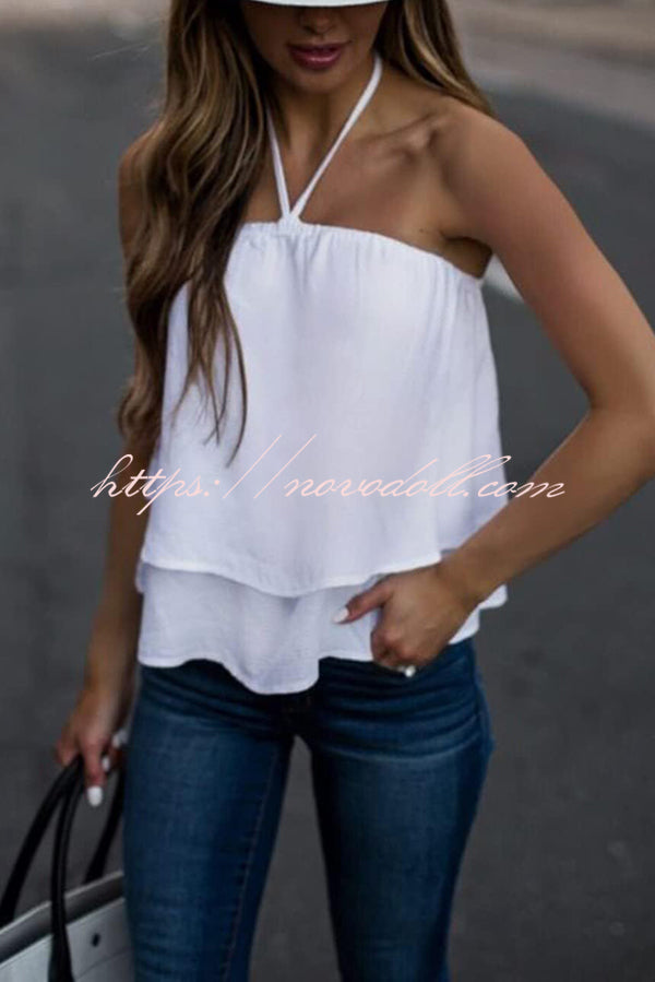 Solid Color Halter Neck Casual All-match Top