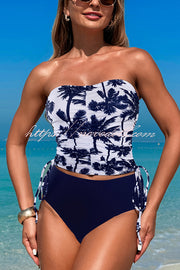 Unique Print High Waist Tie-Stretch Two-Piece Bikini Swimsuit