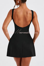 Cosmopolitan Chic High Neck Scoop Back Bubble-shaped Mini Dress