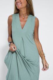 Elegant Is Eternal Knit Solid Color Sleeveless Slit Maxi Dress