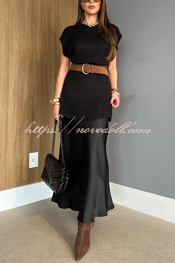 Solid Color Loose Sleeveless Casual Knitted Vest