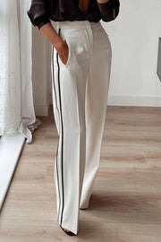 Stylish Contrast Striped Straight Pocket Pants