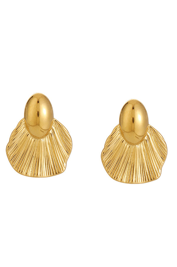 Fashion Stainless Steel Gold-plated Ginkgo Leaf Earrings