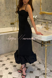 Dreamy and Romantic Ruched Bust Cloud Shape Hem Slip Midi Dress