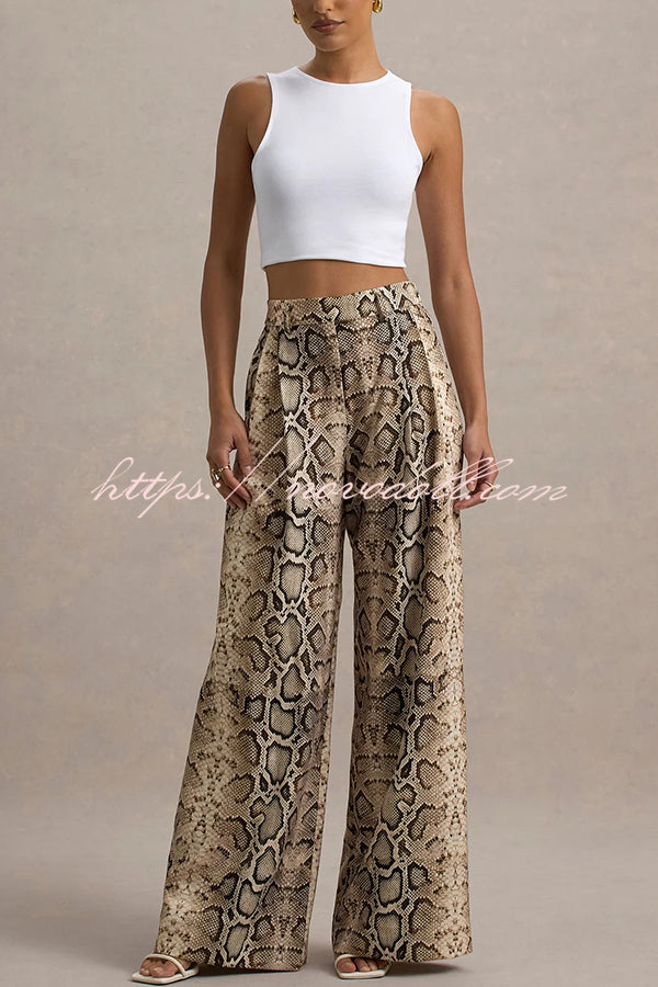 Hurley Ombre Snake Print Elastic Waist Pocketed Wide Leg Pants