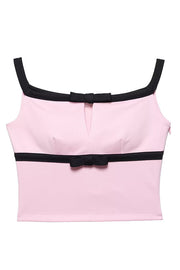 Fashion Contrast Bow Sleeveless Slim Fit Top