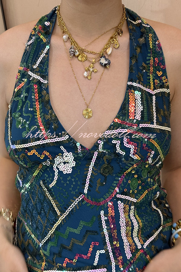 Fashion Sequined Casual V-neck Backless Slim Vest