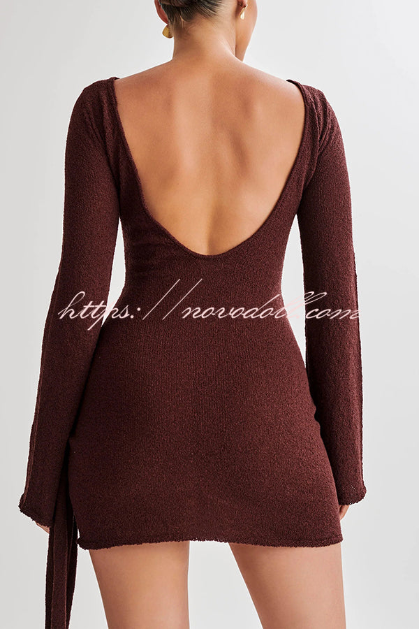 Sexy Long-sleeved Backless Elegant Slim Fit Knitted Mini Dress