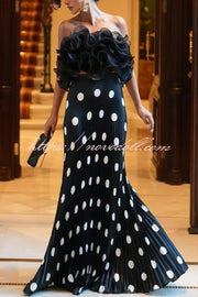 Eye-catching Organza Multi-layer Petal Ruffles Details Strapless Tank