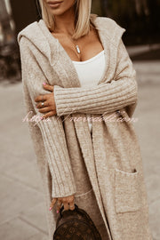 Fashionable Hooded Loose Long Letter Knitted Jacket