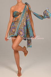 Antari Pleated Tube Top One Shoulder Tie-up Vacation Mini Dress
