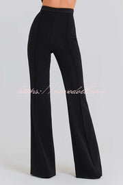 Women Power High Rise Side Zipper Flare Slim Fit Pants