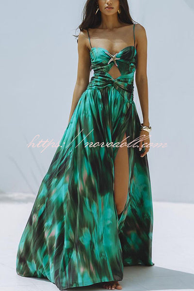 Unique Printed High Slit Beach Maxi Dress